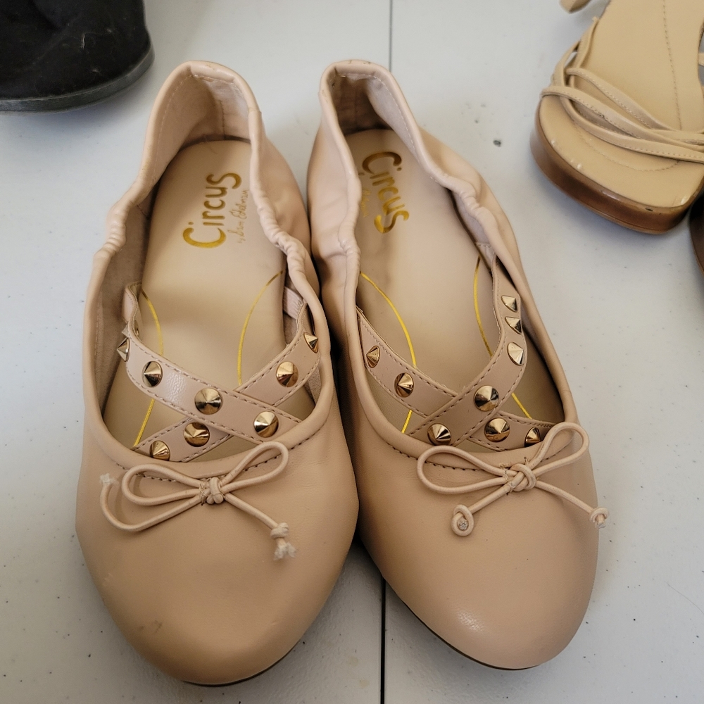 CIRCUS by Sam Edelman nude Studded ballet flat sz 8.5